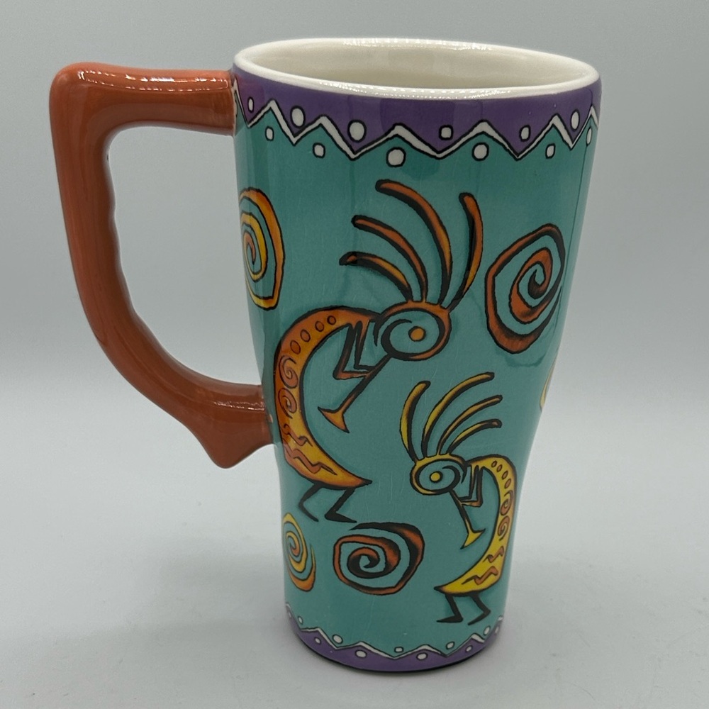 Spoontiques Kokopelli-themed colorful mug/glass for hot or cold beverages